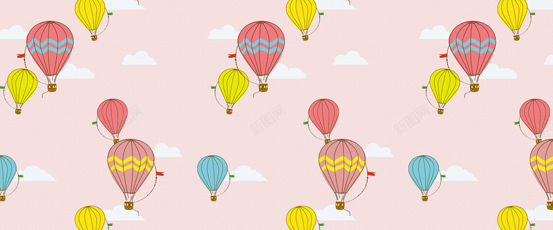 花纹背景jpg设计背景_新图网 https://ixintu.com 花纹 热气球 气球 无缝 粉红 海报banner 卡通 童趣 手绘