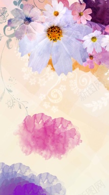 简约彩色花朵PS源文件H5背景素材背景