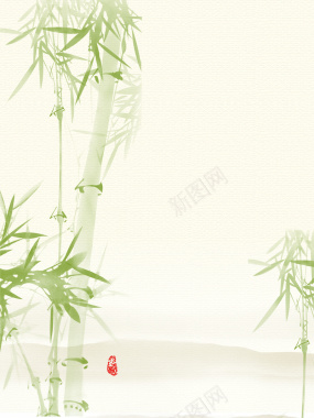 中国风淡绿色竹子海报背景背景