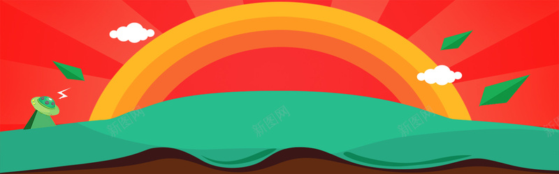 卡通彩虹背景psd设计背景_新图网 https://ixintu.com 卡通 彩虹 云朵 海报banner 童趣 手绘