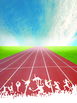 跑道剪影白色跑道人物剪影校园运动会海报背景素材高清图片