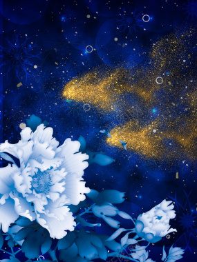 蓝色科技牡丹花背景素材背景