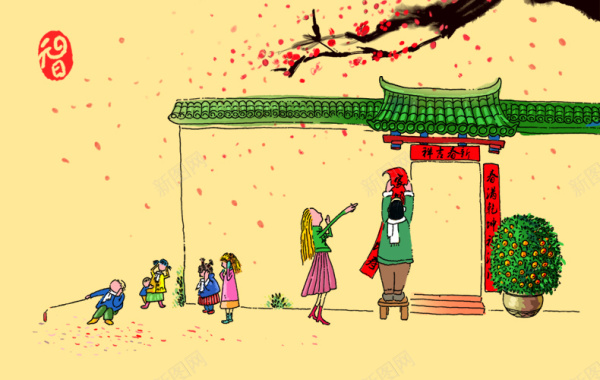 中国风手绘卡通背景背景