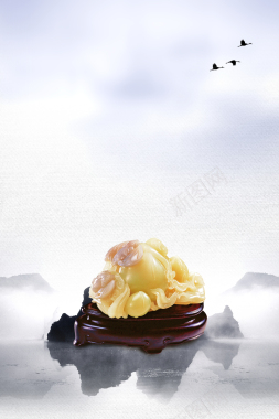 中国风水墨意境玉器广告海报背景素材背景