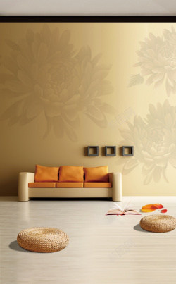 灰色花纹客厅地板小清新客厅家装海报背景素材高清图片