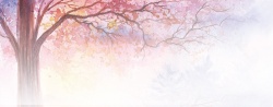 紫色浪漫的树紫色渐变水彩树木背景高清图片