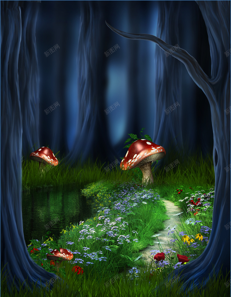 魔幻森林蘑菇童话背景jpg设计背景_新图网 https://ixintu.com 魔幻 森林 蘑菇 童话 浪漫 梦幻