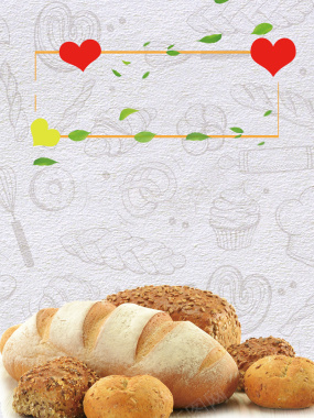 小清新烘焙小时光面包美食海报背景素材背景