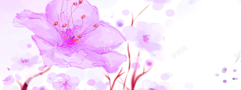 紫色唯美花卉banner背景