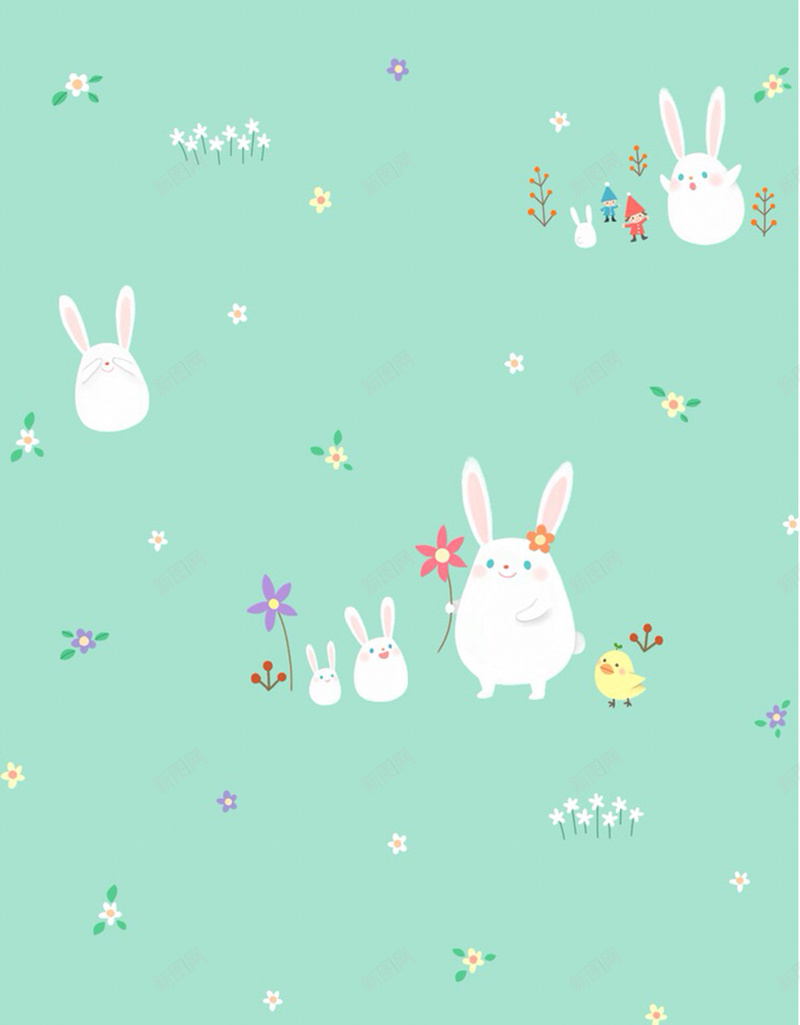 清新小兔子平面背景jpg设计背景_新图网 https://ixintu.com 兔子卡通 平面背景 无缝背景 小兔子 白色 兔子底纹 兔子 绿色背景