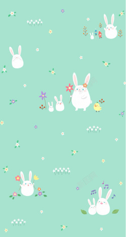白色兔子矢量图清新小兔子平面背景高清图片