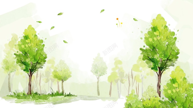 手绘树木背景素材背景
