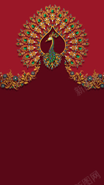 红色孔雀珠宝喜庆珠宝首饰海报设计背景背景