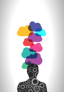 创意商务设计人物剪影彩色云朵封面背景背景