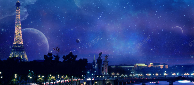 巴黎铁塔星空背景