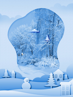 冬季企鹅冬天冬季节气大雪背景高清图片