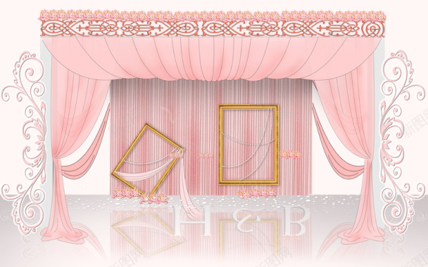 粉色温馨浪漫婚礼场景背景素材背景