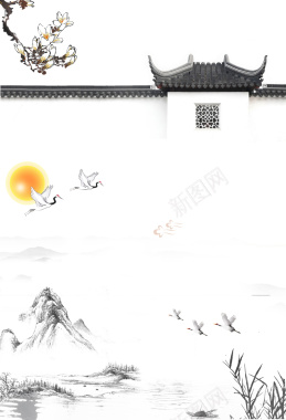 简约中国风中式地产海报背景素材背景