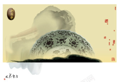 水墨风花从中国风古韵传统瓷器背景素材高清图片