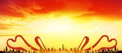 城市庆祝商务大气红色飘带背景素材高清图片