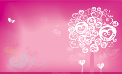 橙粉紫渐变爱情树婚庆背景海报高清图片