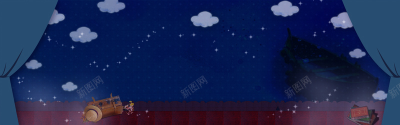 卡通童趣夜晚bannerjpg设计背景_新图网 https://ixintu.com 云朵 卡通 夜晚 童趣 舞台 海报banner 手绘