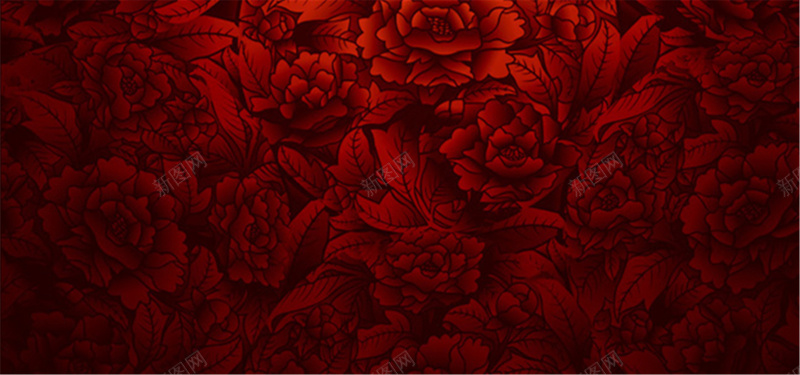 浪漫深红玫瑰花纹背景