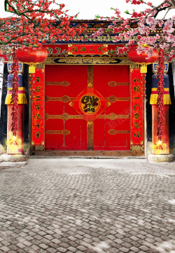 喜庆中国风贴春联背景背景