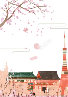 醉美樱花节旅游海报背景模板背景