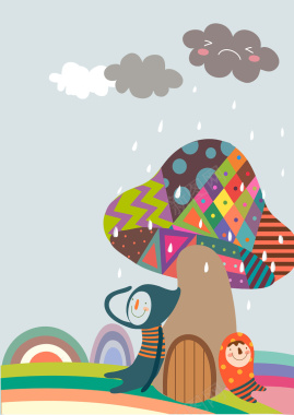 卡通可爱蘑菇幼儿园招生海报背景psd背景