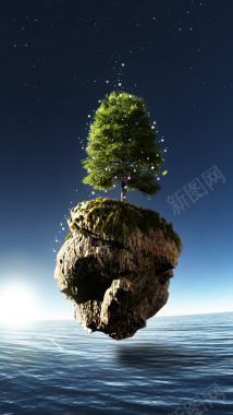 漂浮的树梦幻背景素材背景