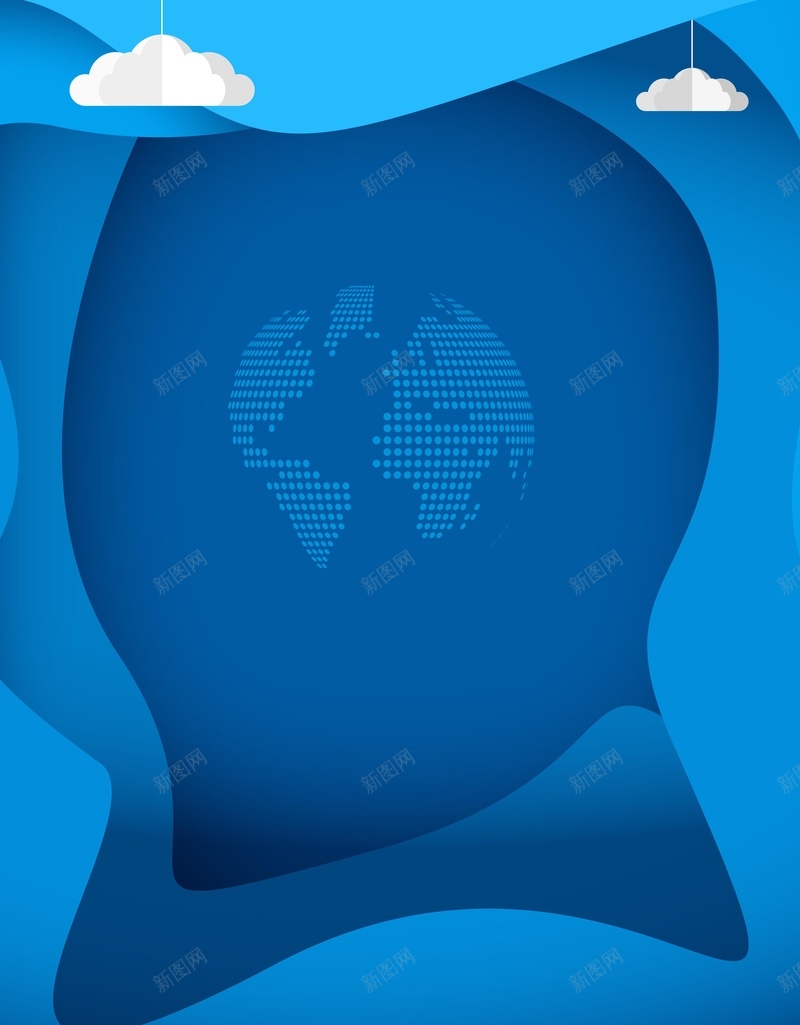 蓝色剪纸世界和平日公益海报jpg设计背景_新图网 https://ixintu.com 世界和平日 层叠风 公益 剪纸 蓝色 叠加效果 云朵 珍爱和平 停止暴力