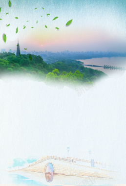 美丽杭州行旅游海报背景