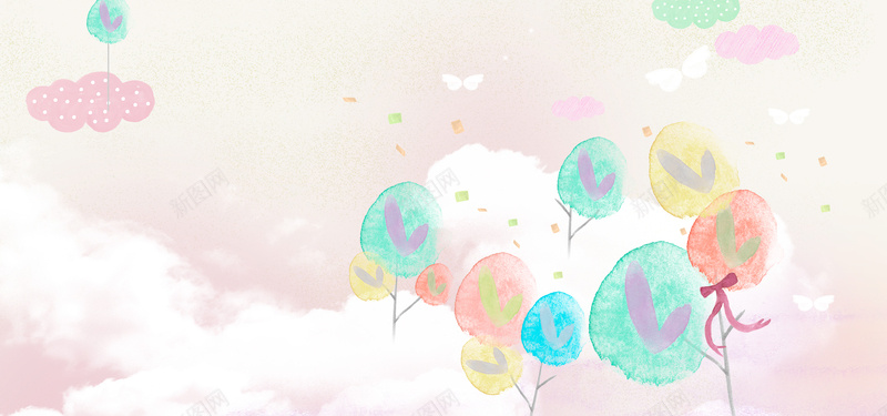 手绘卡通背景psd设计背景_新图网 https://ixintu.com 海报banner 水彩画 卡通 唯美 草帽 童趣 手绘
