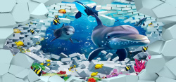 海底世界墙卡通背景高清图片