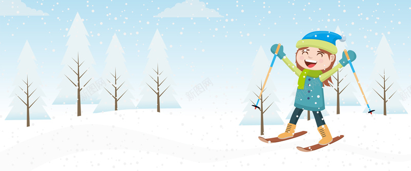 滑雪蓝色卡通bannerpsd设计背景_新图网 https://ixintu.com 冬季 冬天 促销 折扣 天猫 优惠 淘宝 电商 滑雪 运动 雪 卡通 蓝色 手绘 banner