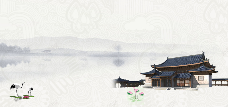 中国风地产海报背景背景