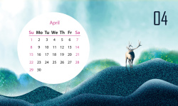 4月份2018年清新手绘山水风景地产通用台历4月份高清图片