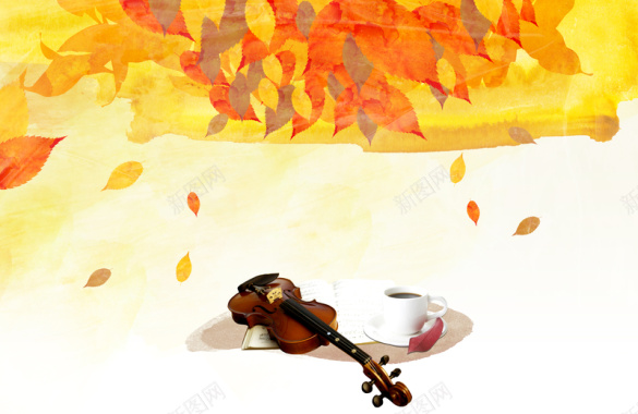 小提琴秋季海报背景素材背景