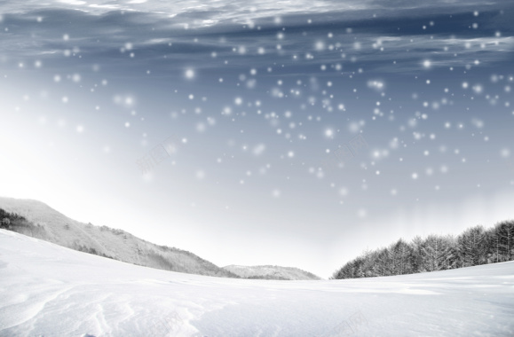 雪花飘落的冬天展板背景图背景