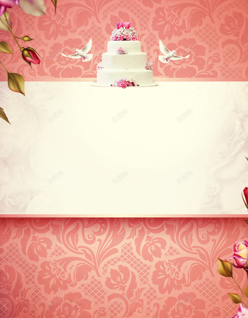 粉色花纹上的生日蛋糕背景素材psd设计背景_新图网 https://ixintu.com 生日蛋糕 树叶 浪漫 温馨 花纹 海报 背景 psd 高清背景设计图 温暖