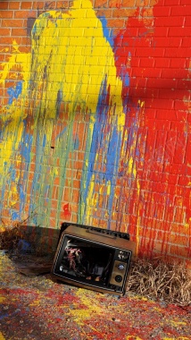 彩色复古墙面涂鸦H5背景背景
