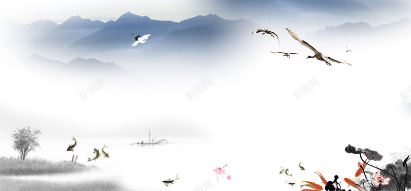 中国风水墨画背景背景
