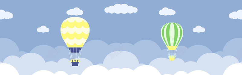 卡通云朵热气球背景jpg设计背景_新图网 https://ixintu.com 热气球 云朵 卡通 天空 蓝色 海报banner 童趣 手绘