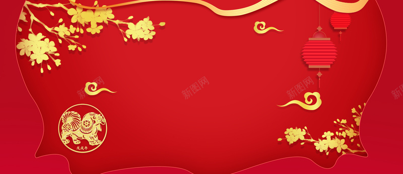 喜迎春节简约烫金红色背景背景