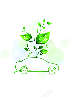绿色汽车环保背景海报素材背景
