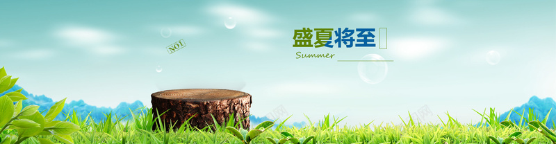 夏季食品类店铺活动bannerpsd设计背景_新图网 https://ixintu.com 小清新 夏季 树桩 绿色 阳光 树叶 泡泡 海报banner 文艺 简约