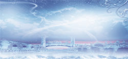 冬天的童话雪景童话城堡浪漫背景雪花冬天海报背景高清图片