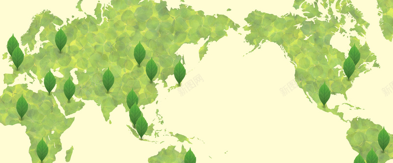 绿色树叶世界地图jpg设计背景_新图网 https://ixintu.com 绿色 树叶 世界地图 海报banner 卡通 童趣 手绘