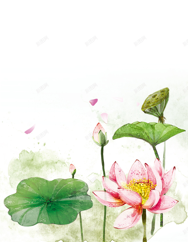 手绘荷花高清背景psd设计背景_新图网 https://ixintu.com 手绘 荷花 荷叶 花朵 中国风 水墨 中国画 小清新 简约 文艺 海报 平面 广告 背景 PSD 素材 模板